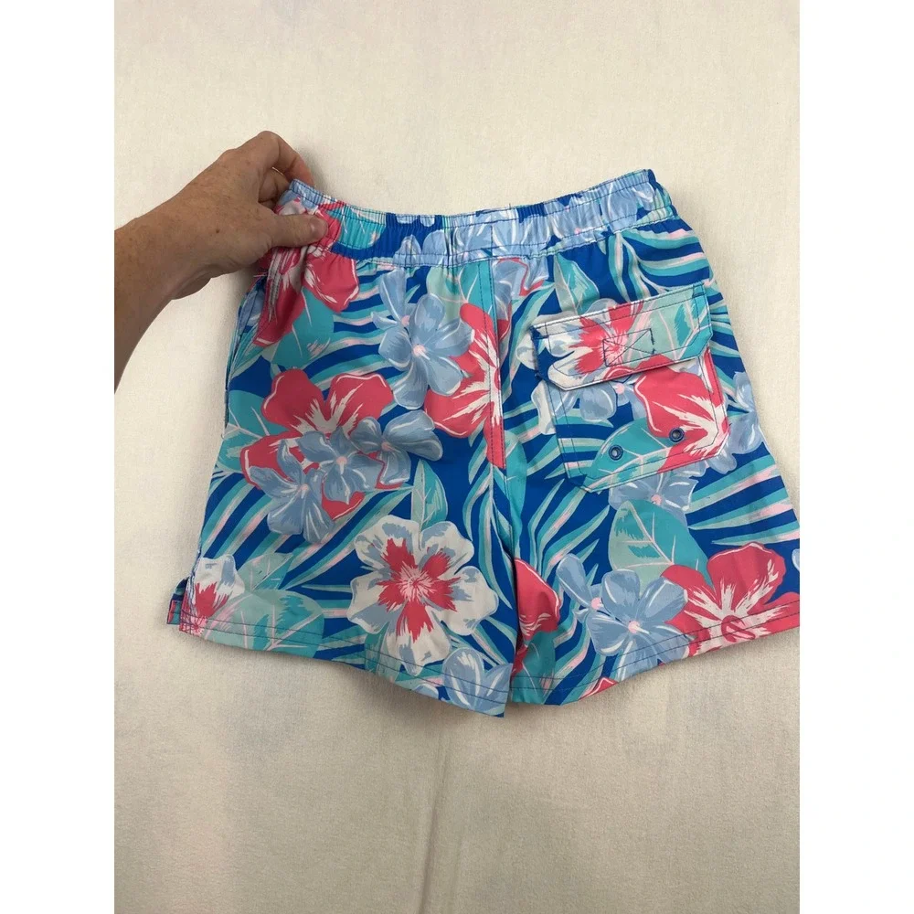 Vineyard Vines Boys Tropical Floral Swim Trunks Blue Pink Size 6